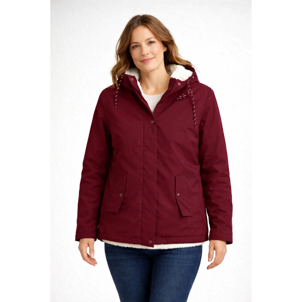 Sabrina | Damen Winterjacke mit Kapuze und Streifen