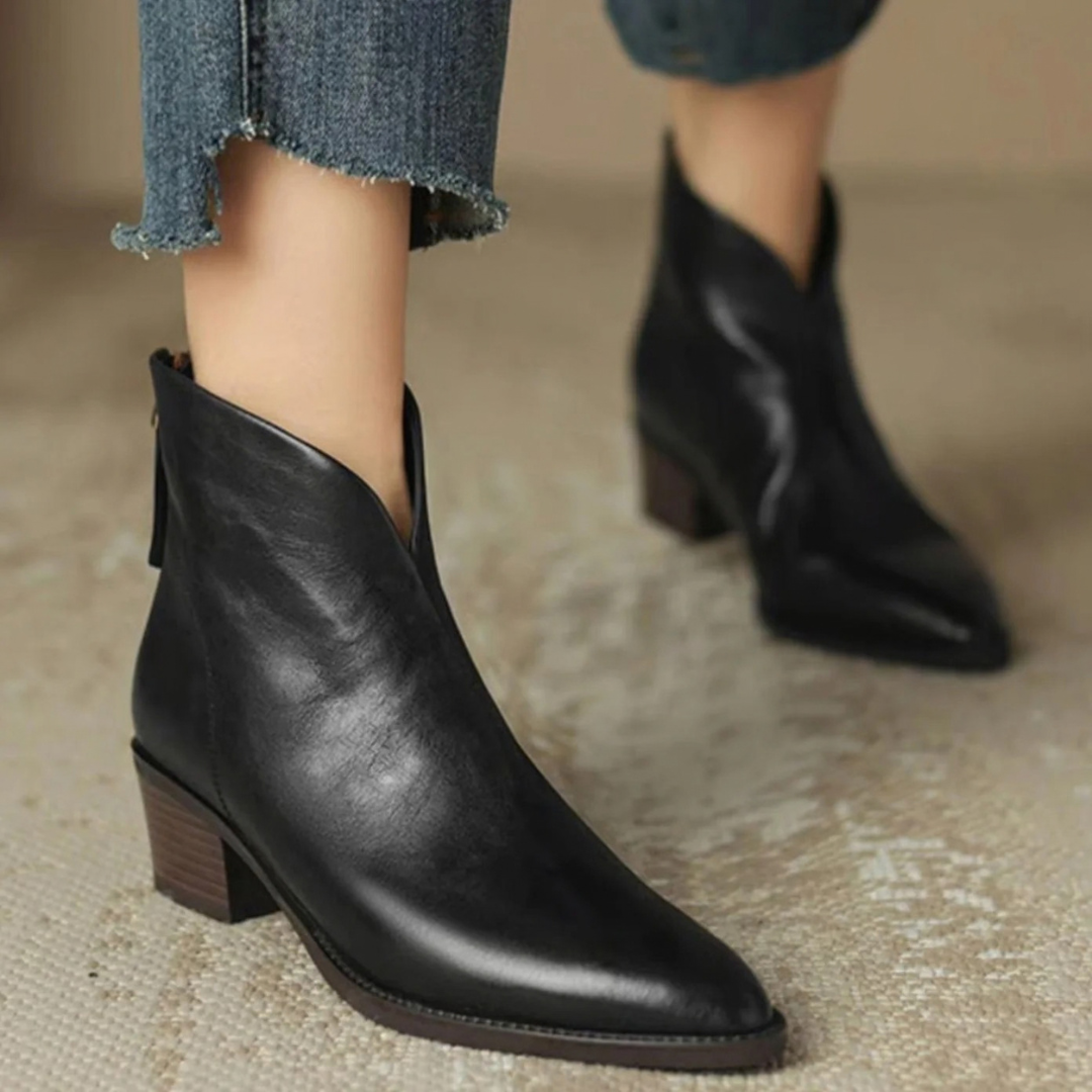 Safiya | Damen Orthopädische Stiefeletten mit Reißverschluss und spitzer Form