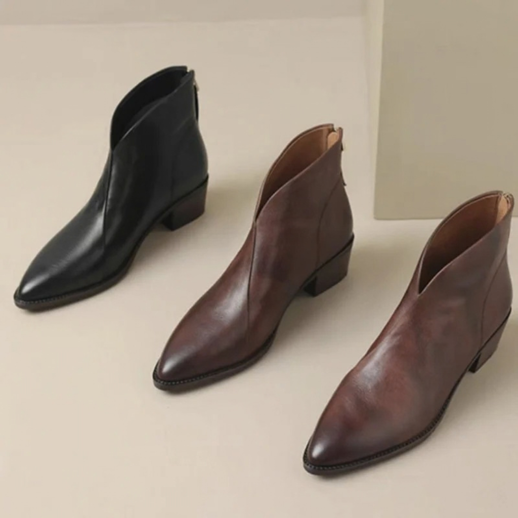 Safiya | Damen Orthopädische Stiefeletten mit Reißverschluss und spitzer Form