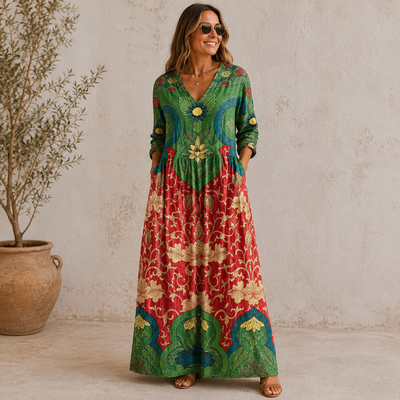 Salem | Damen Boho Kleid Freizeit Floral
