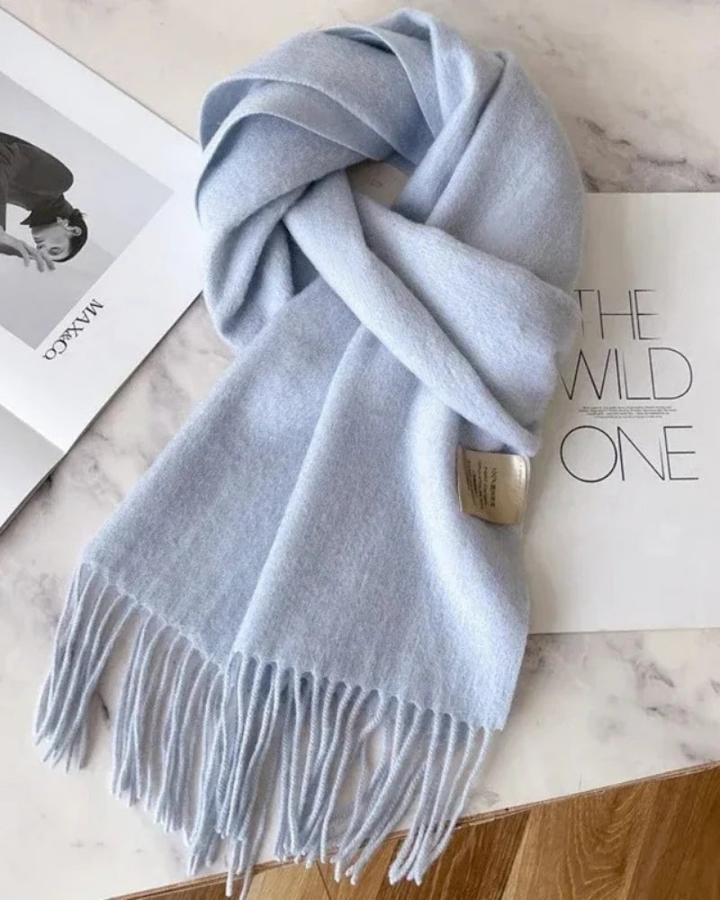 Schal aus 100 % Wolle mit Fransen – Damen Schal für Frühling