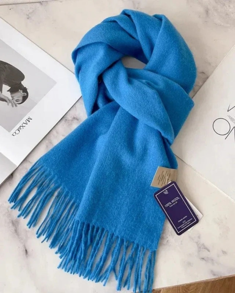 Schal aus 100 % Wolle mit Fransen – Damen Schal für Frühling