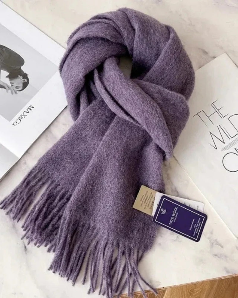 Schal aus 100 % Wolle mit Fransen – Damen Schal für Frühling