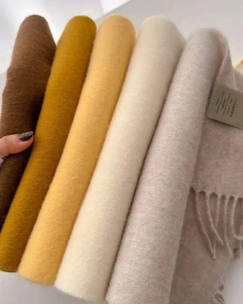 Schal aus 100 % Wolle mit Fransen – Damen Schal für Frühling