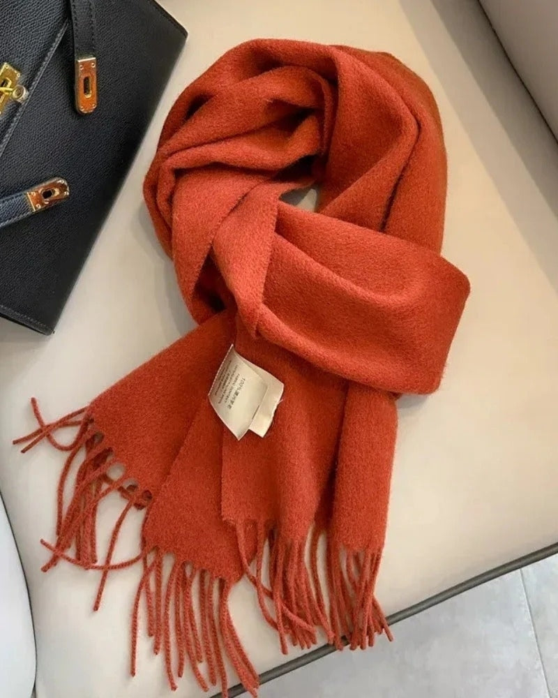 Schal aus 100 % Wolle mit Fransen – Damen Schal für Frühling