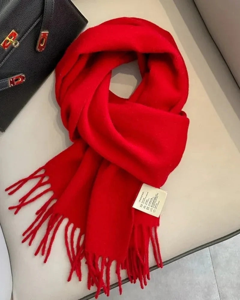 Schal aus 100 % Wolle mit Fransen – Damen Schal für Frühling