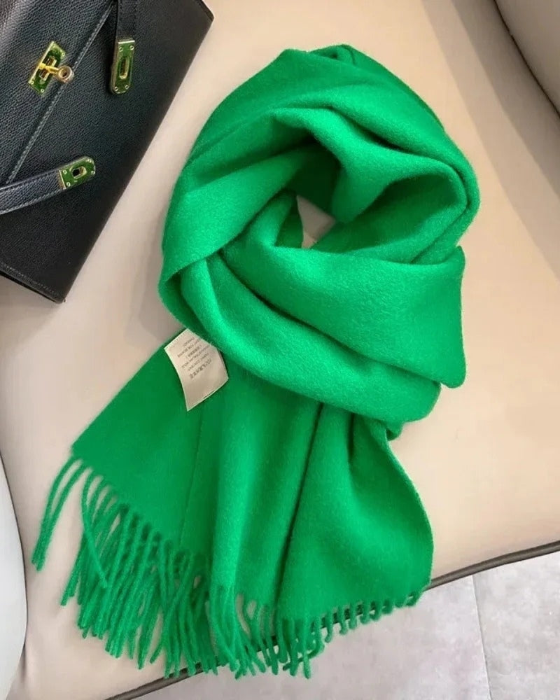 Schal aus 100 % Wolle mit Fransen – Damen Schal für Frühling