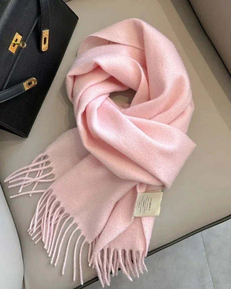 Schal aus 100 % Wolle mit Fransen – Damen Schal für Frühling