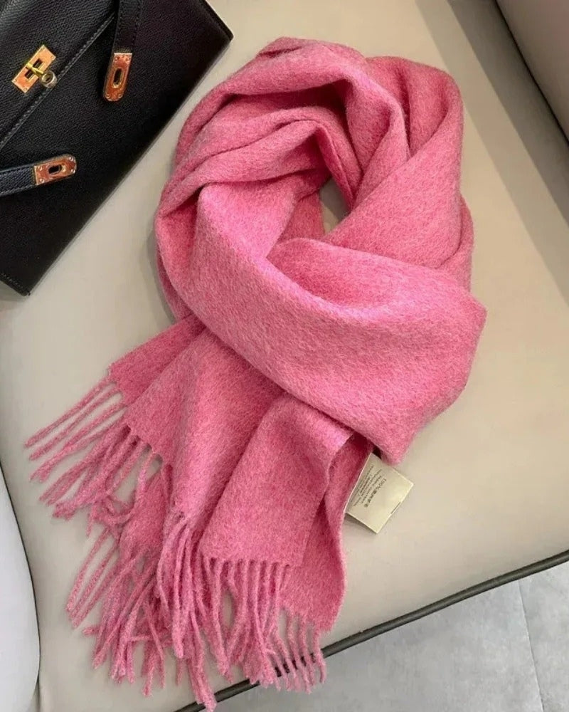 Schal aus 100 % Wolle mit Fransen – Damen Schal für Frühling