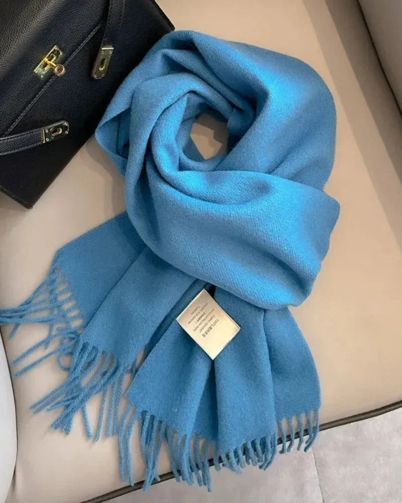 Schal aus 100 % Wolle mit Fransen – Damen Schal für Frühling