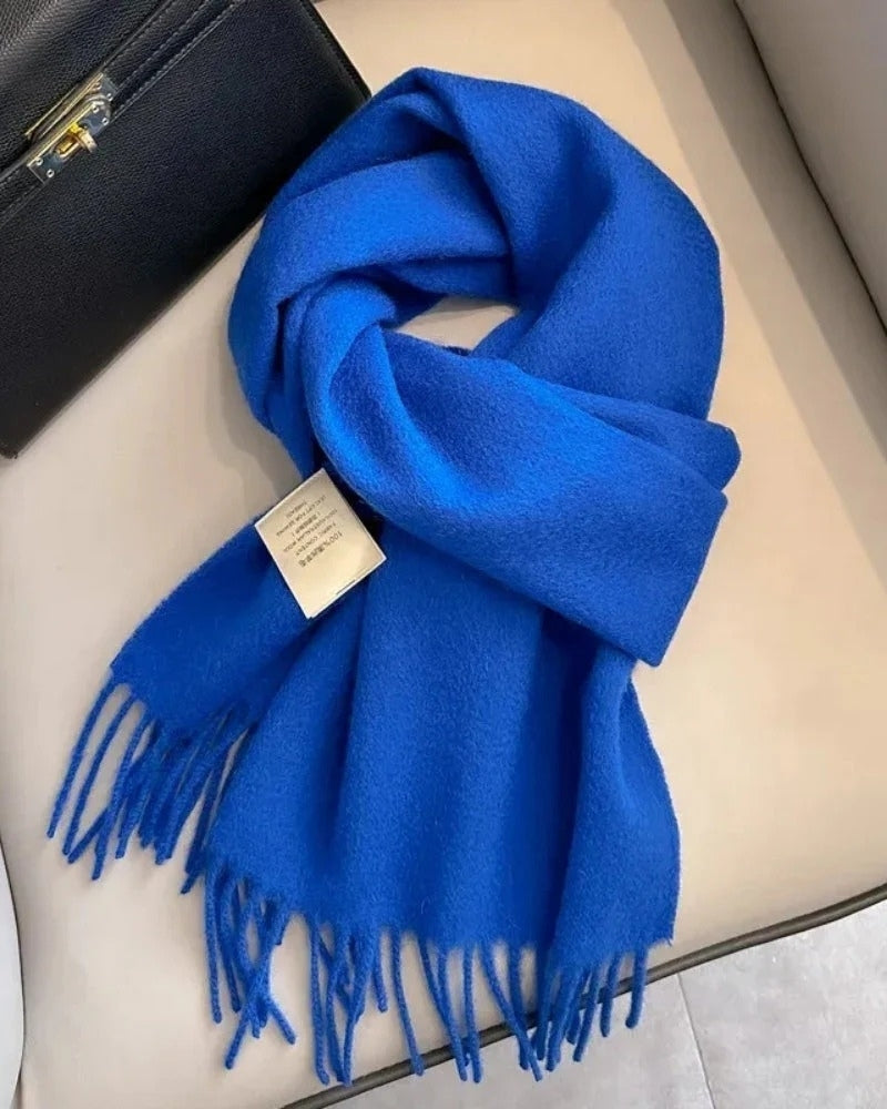 Schal aus 100 % Wolle mit Fransen – Damen Schal für Frühling