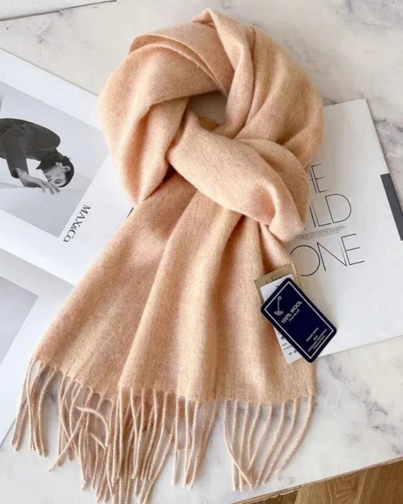 Schal aus 100 % Wolle mit Fransen – Damen Schal für Frühling