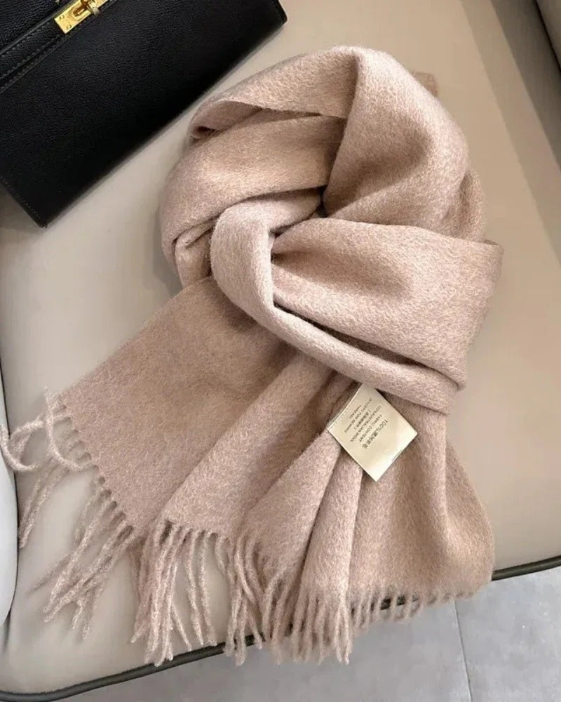 Schal aus 100 % Wolle mit Fransen – Damen Schal für Frühling