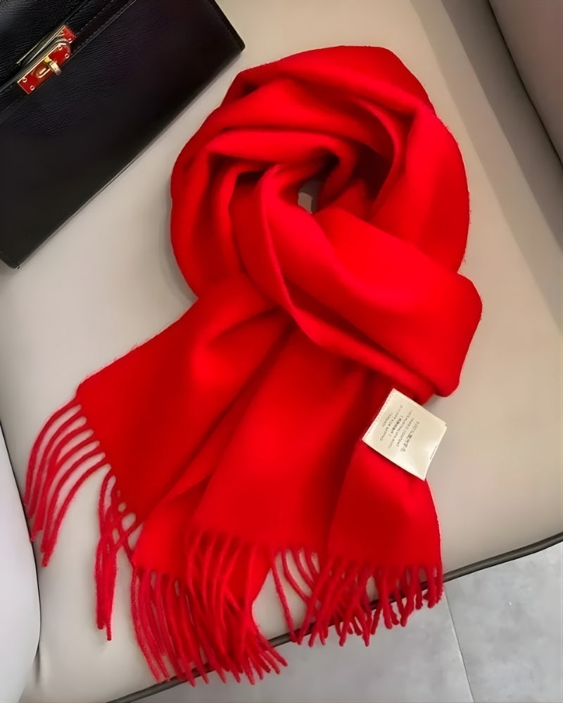 Schal aus 100 % Wolle mit Fransen – Damen Schal für Frühling