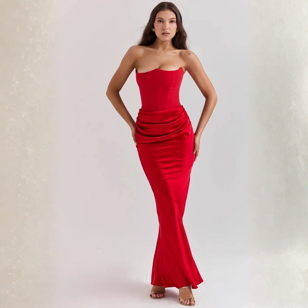 Schulterloses Maxi Abendkleid – Korsettähnliche Silhouette für Damen