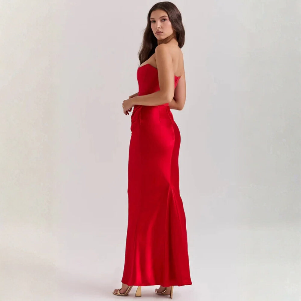 Schulterloses Maxi Abendkleid – Korsettähnliche Silhouette für Damen