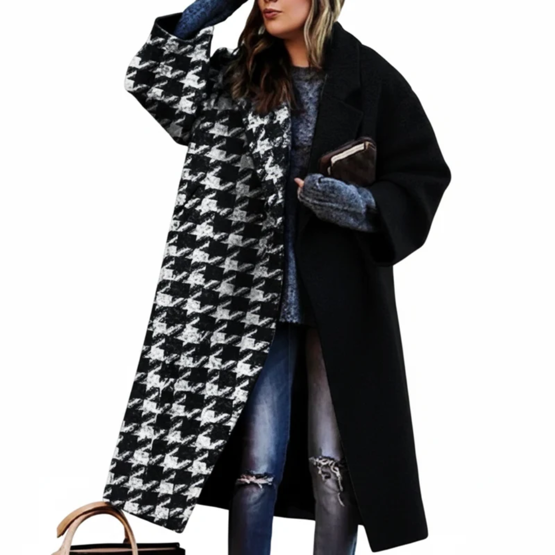 Selma | Damen Lange Winterjacke für Große Größen mit Wollmantel und Kragen