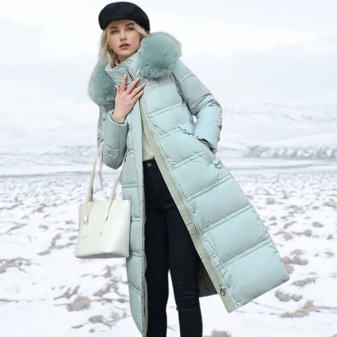 Silke | Damen Lange Winterjacke im Parka Stil mit Fell und Kapuze