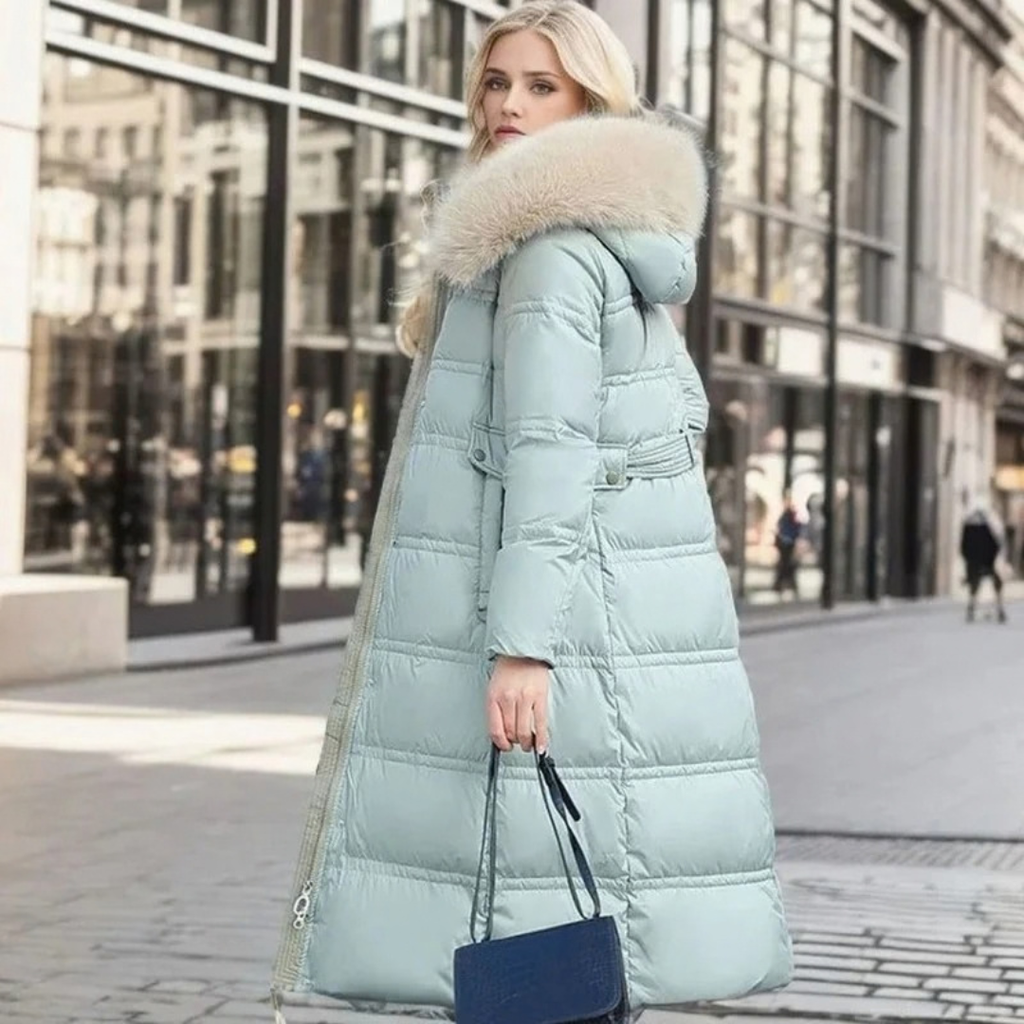 Silke | Damen Lange Winterjacke im Parka Stil mit Fell und Kapuze
