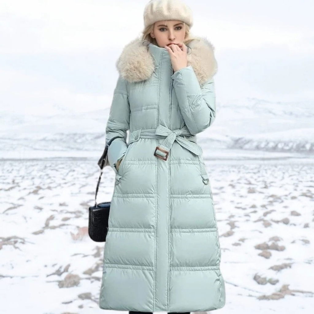 Silke | Damen Lange Winterjacke im Parka Stil mit Fell und Kapuze