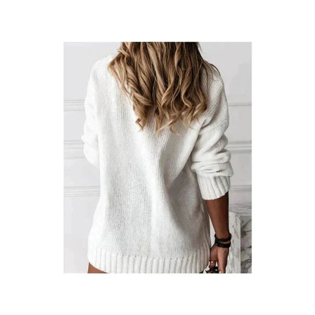 Silke | Damen Strickpullover mit V Ausschnitt, Oversized Schnitt und Strick Optik