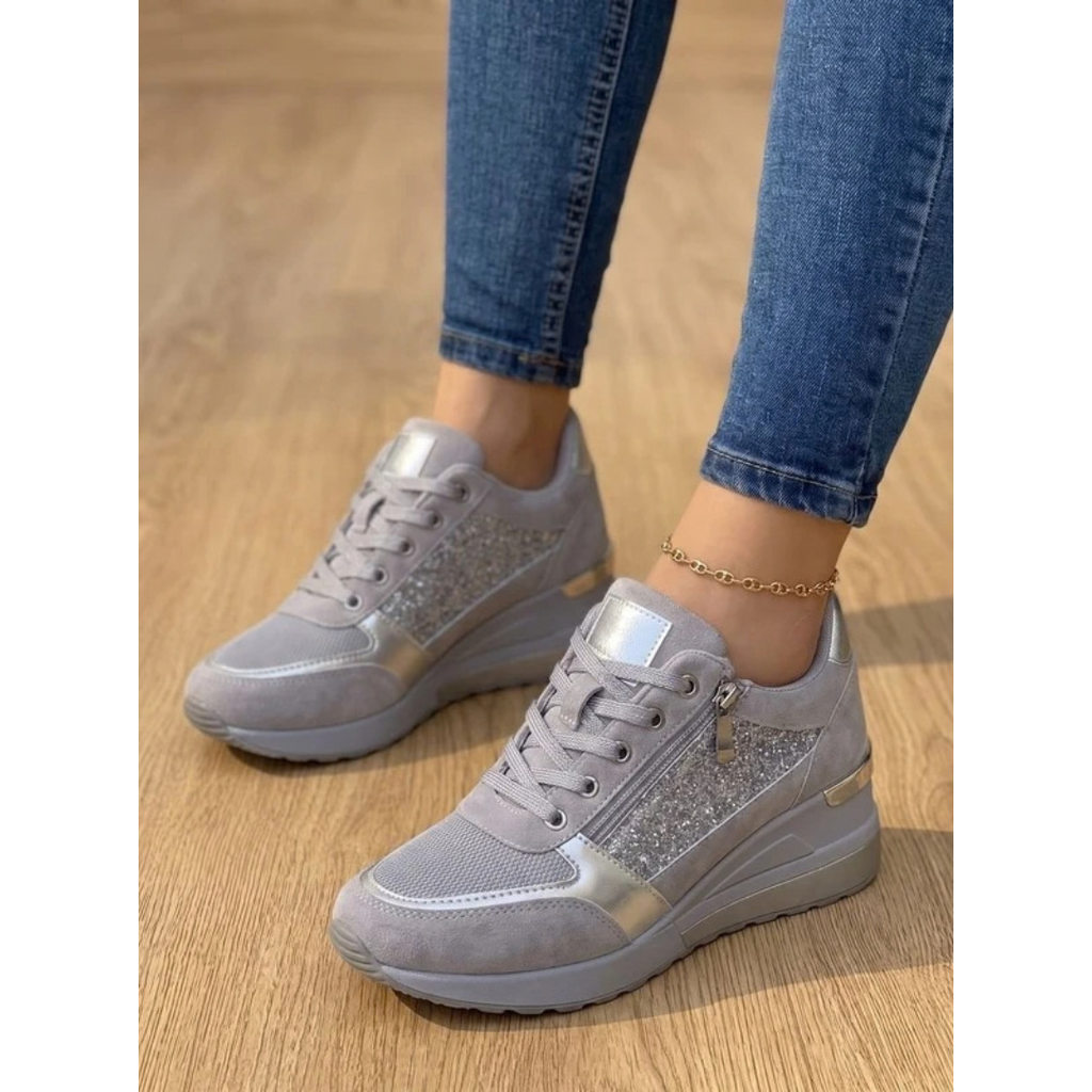 Silvana | Damen Sneaker mit Reißverschluss und Keilabsatz