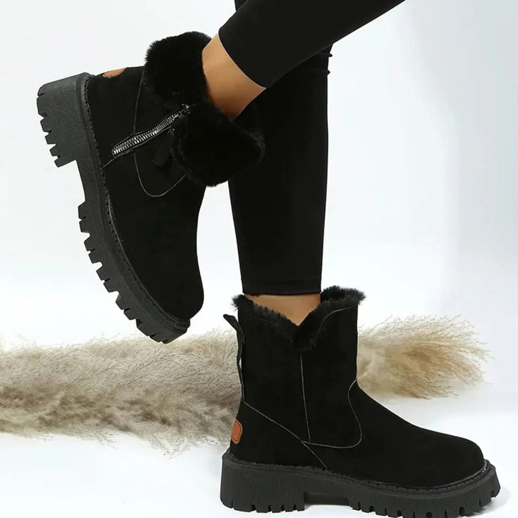Silvia | Damen Stiefel mit Plateau Sohle und Reißverschluss