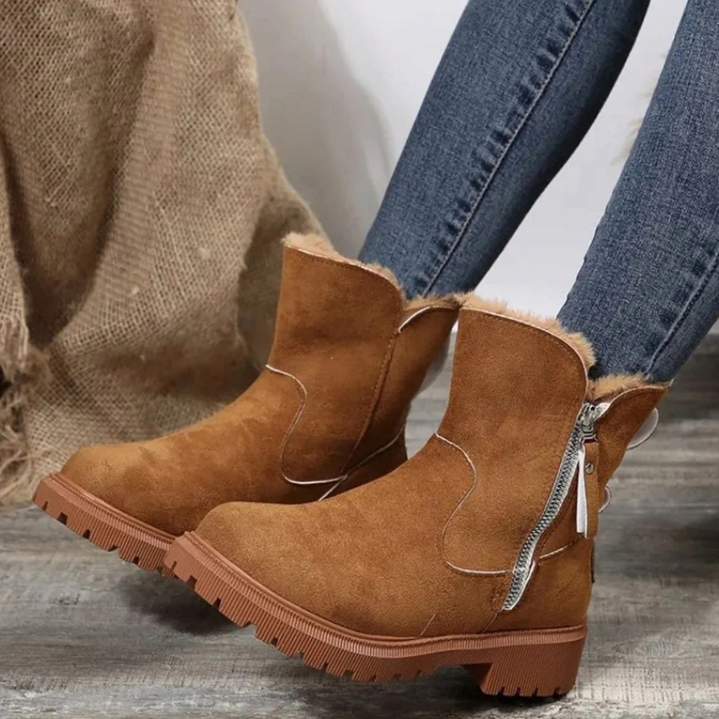 Silvia | Damen Stiefel mit Plateau Sohle und Reißverschluss