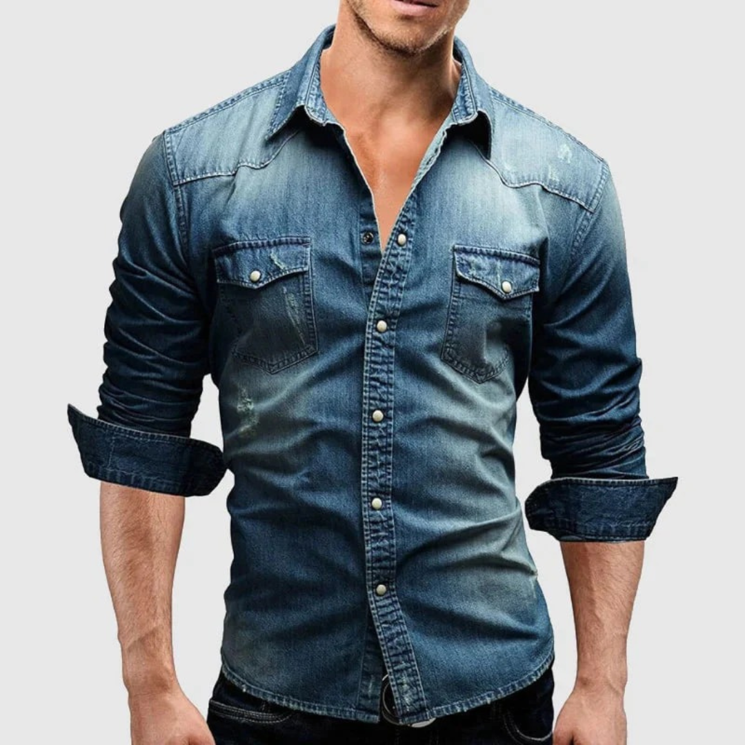 Simon | Herren Stilvolles Denim-Hemd