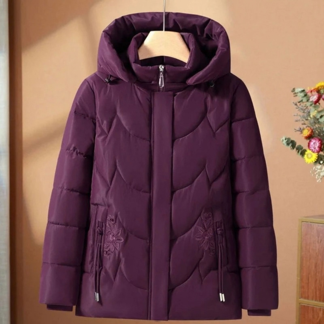 Simona | Damen Steppjacke mit Kapuze und Blumen