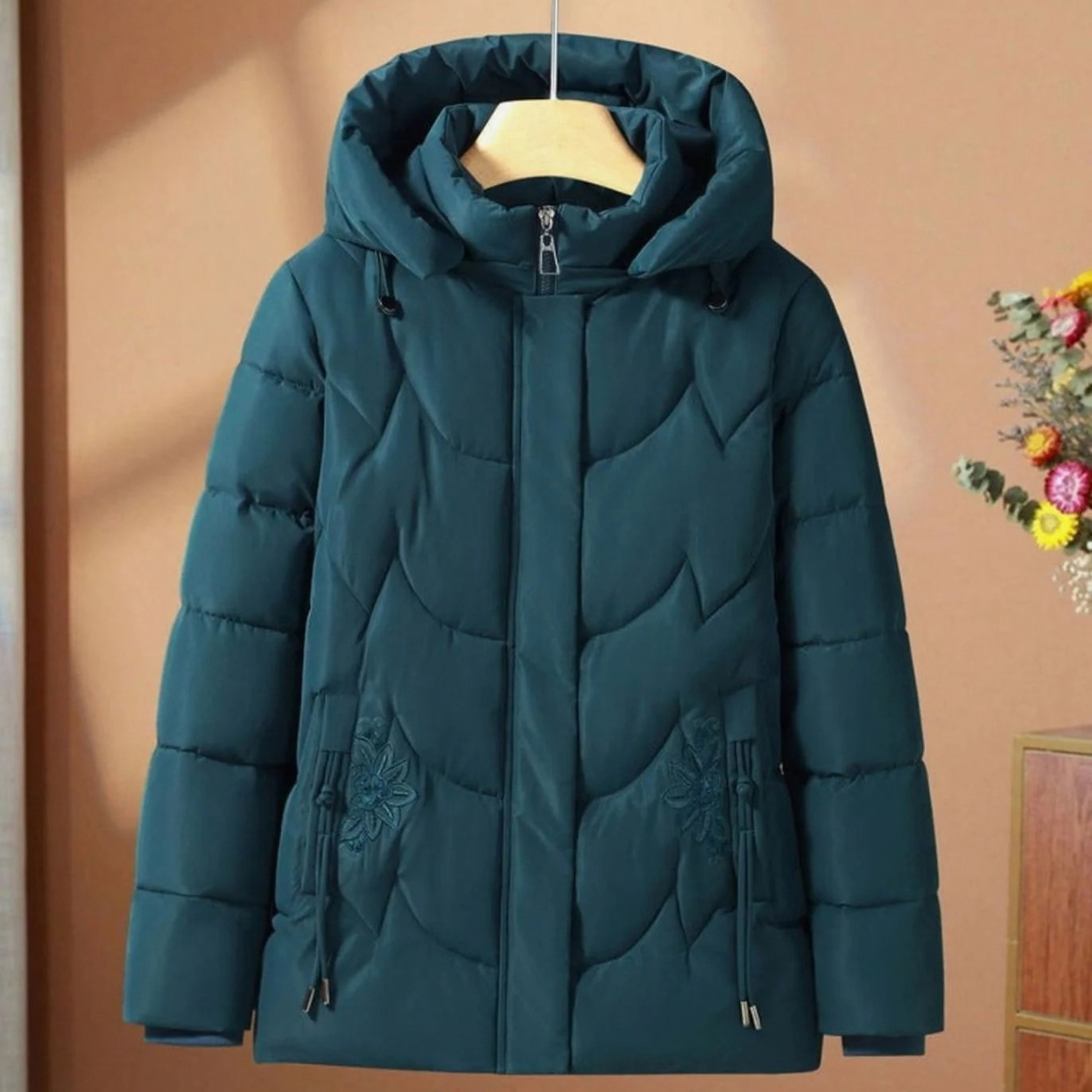 Simona | Damen Steppjacke mit Kapuze und Blumen