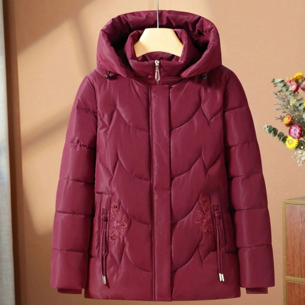 Simona | Damen Steppjacke mit Kapuze und Blumen