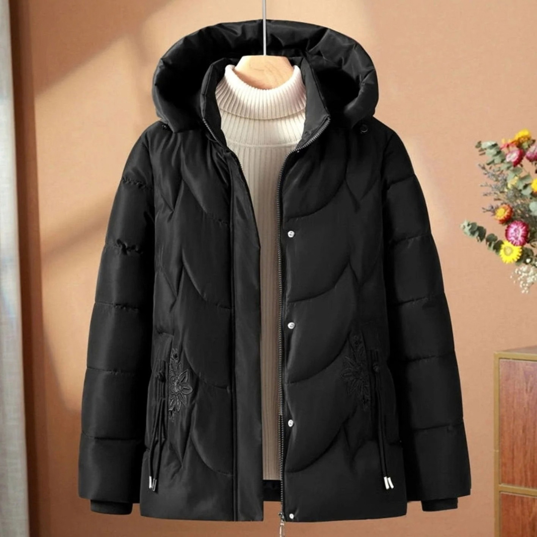 Simona | Damen Steppjacke mit Kapuze und Blumen