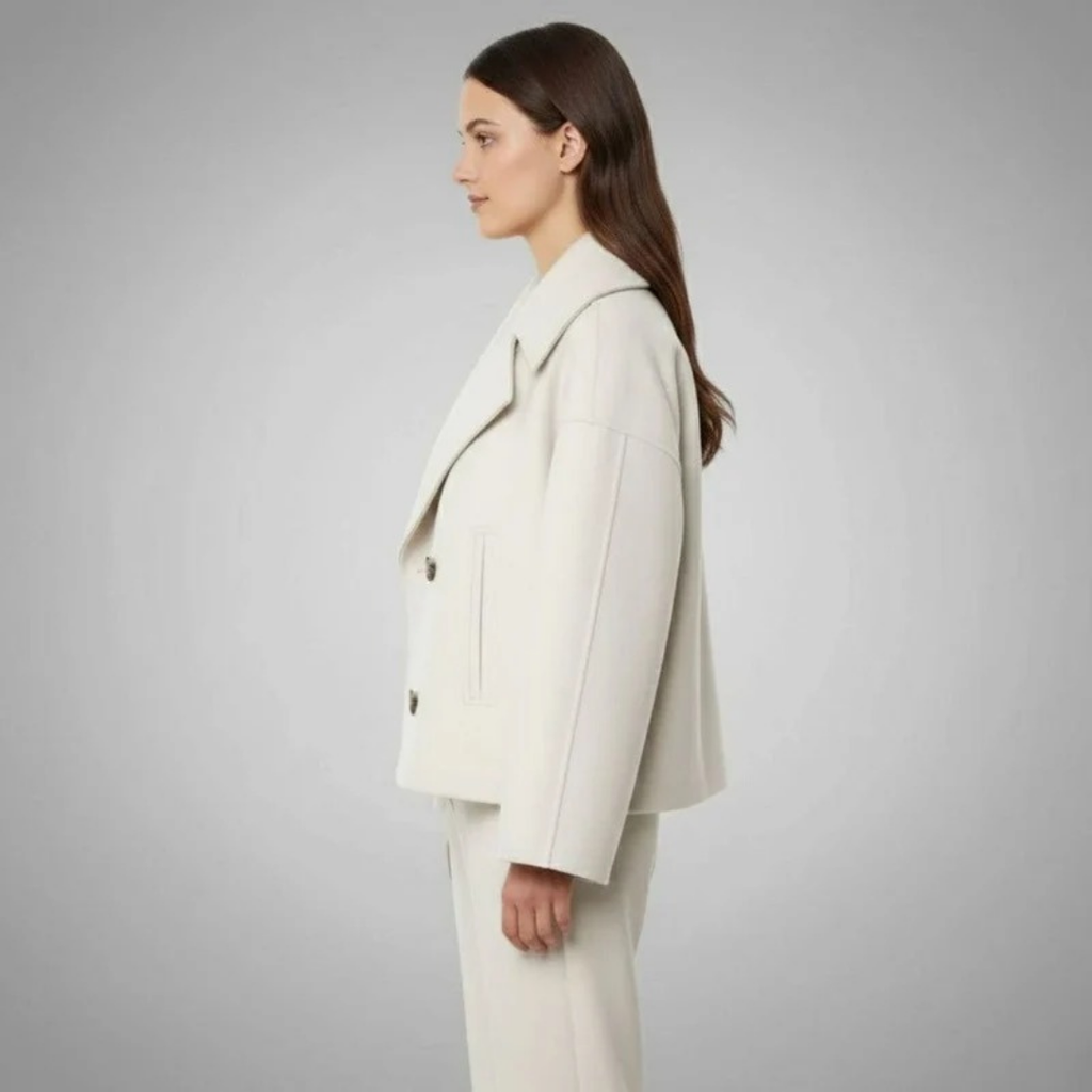 Simone | Damen Winterjacke Mit Knöpfen, Kragen Und Langarm Design