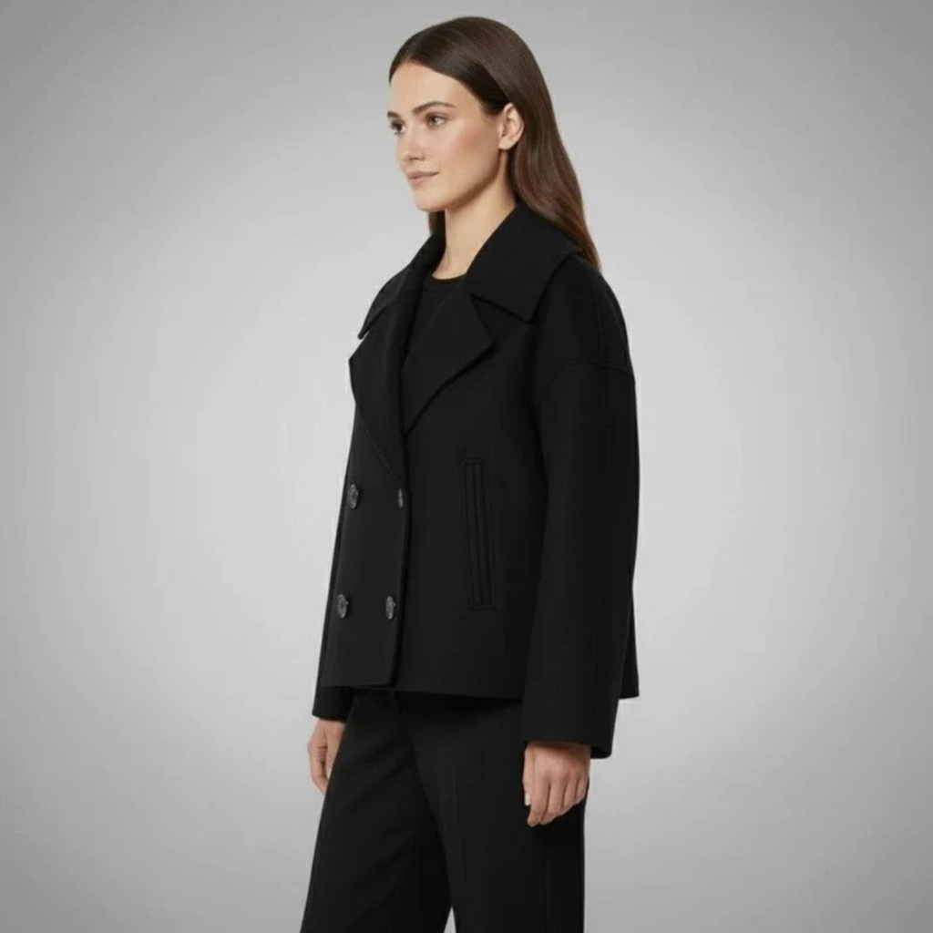 Simone | Damen Winterjacke Mit Knöpfen, Kragen Und Langarm Design