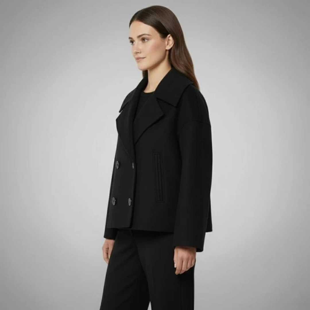 Simone | Damen Winterjacke Mit Knöpfen, Kragen Und Langarm Design