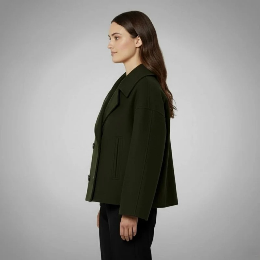 Simone | Damen Winterjacke Mit Knöpfen, Kragen Und Langarm Design