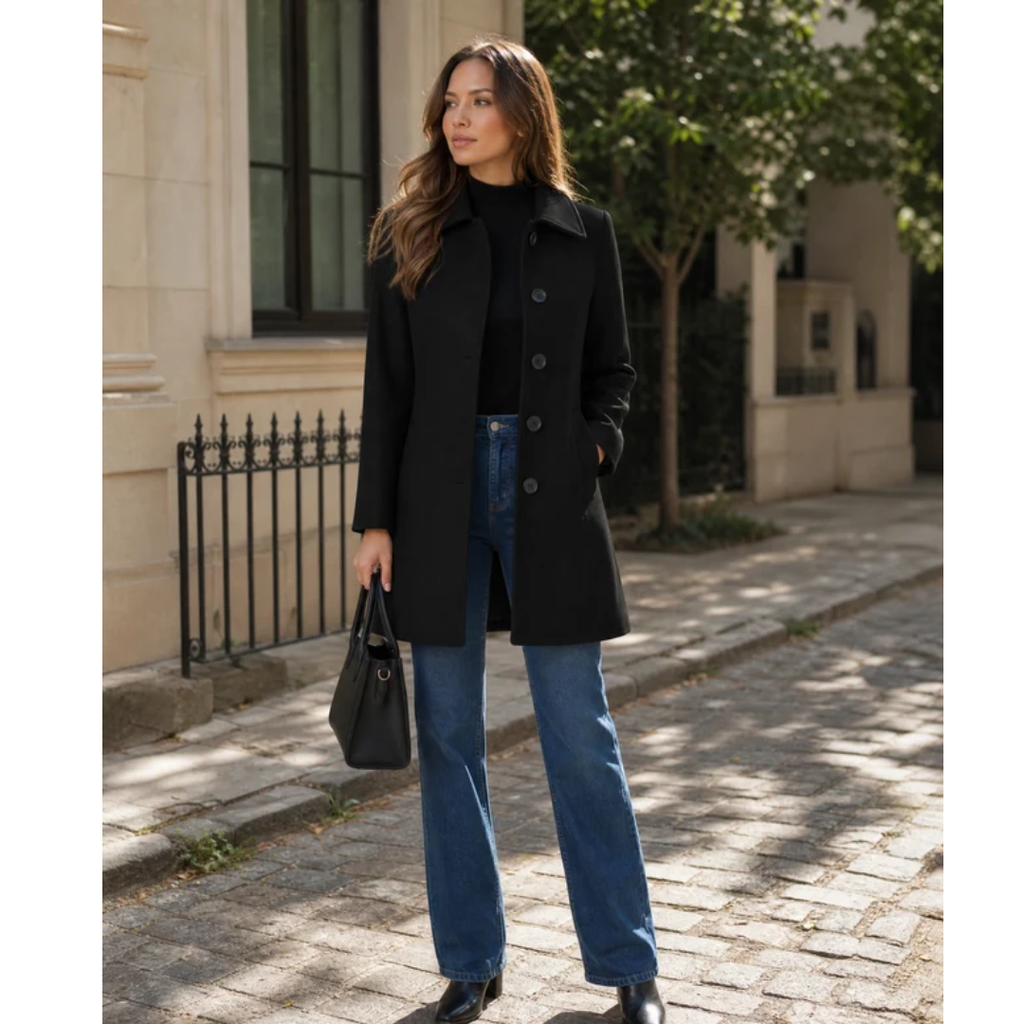 Sina | Damen Klassische Trench Coat mit Knopfleiste