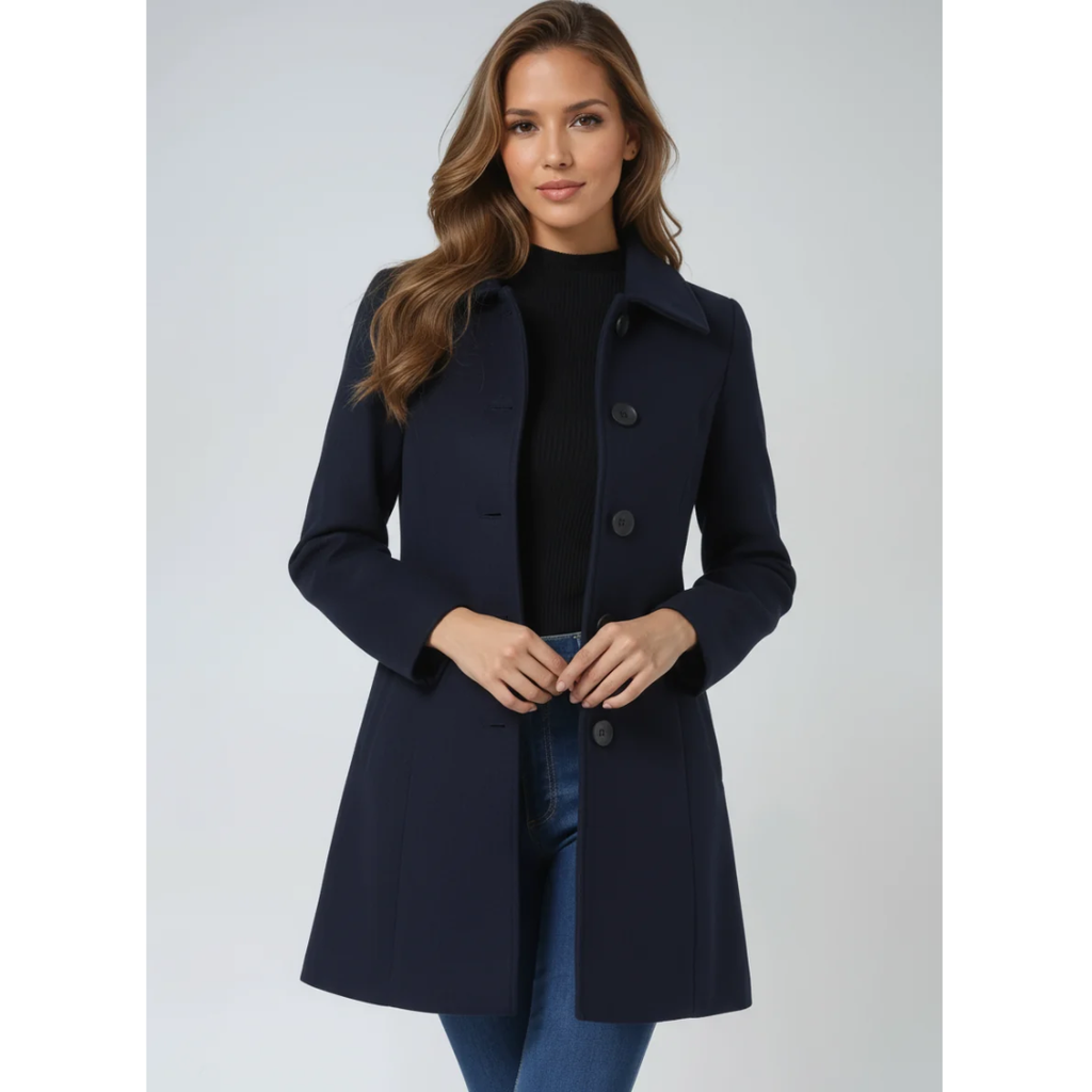 Sina | Damen Klassische Trench Coat mit Knopfleiste