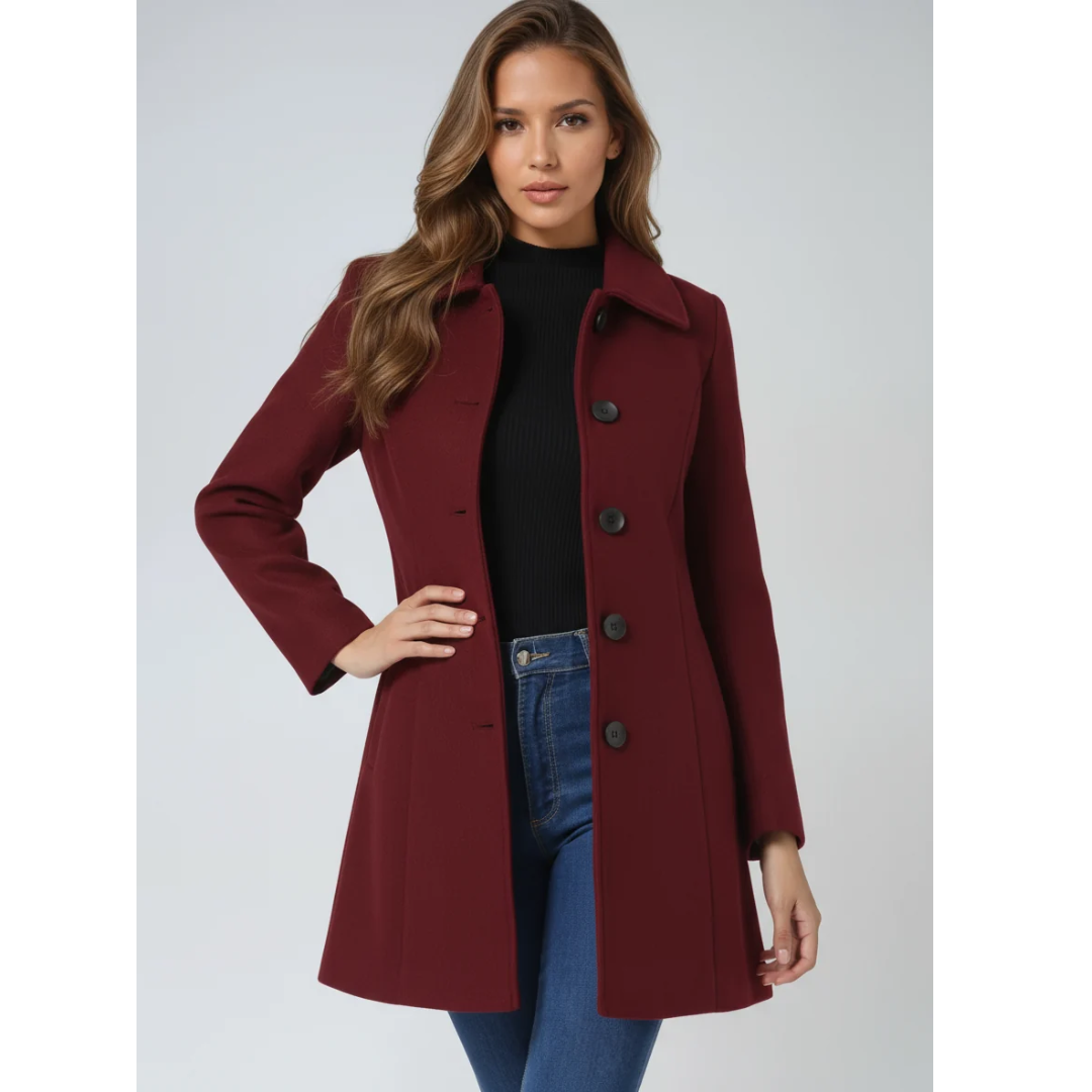 Sina | Damen Klassische Trench Coat mit Knopfleiste
