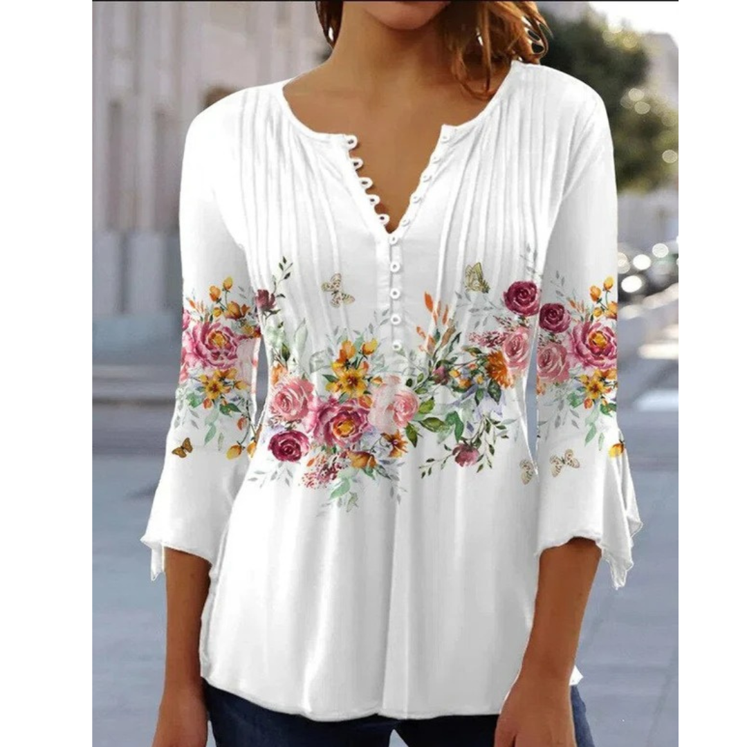 Sina | Damen Langarm Bluse Mit Blumenmuster