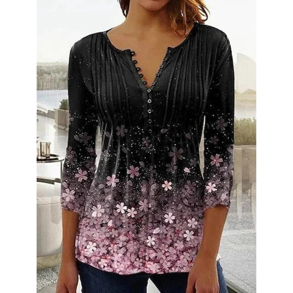 Sina | Damen Langarm Bluse Mit Blumenmuster