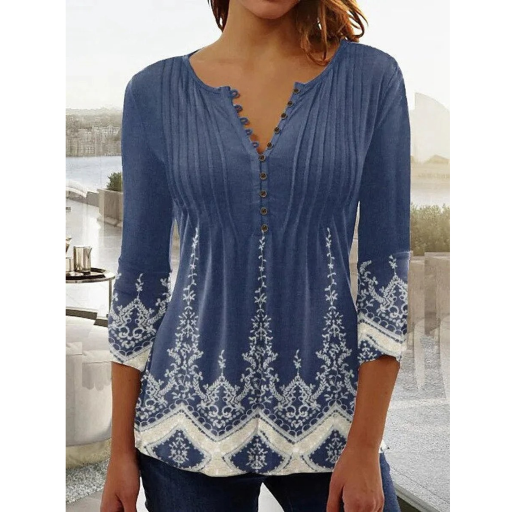 Sina | Damen Langarm Bluse Mit Blumenmuster