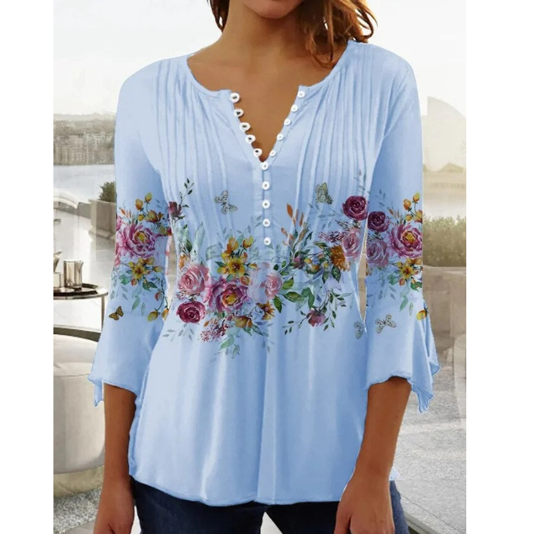 Sina | Damen Langarm Bluse Mit Blumenmuster