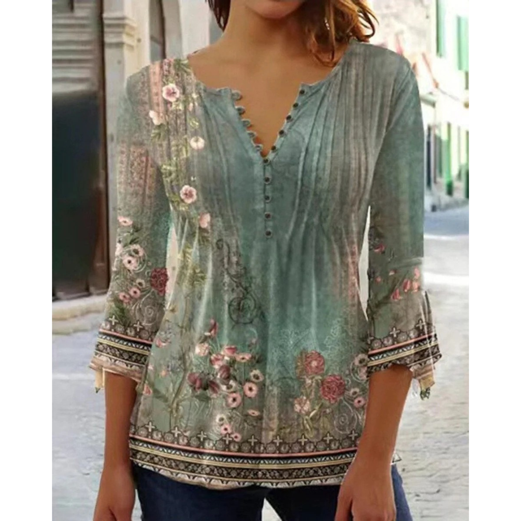 Sina | Damen Langarm Bluse Mit Blumenmuster