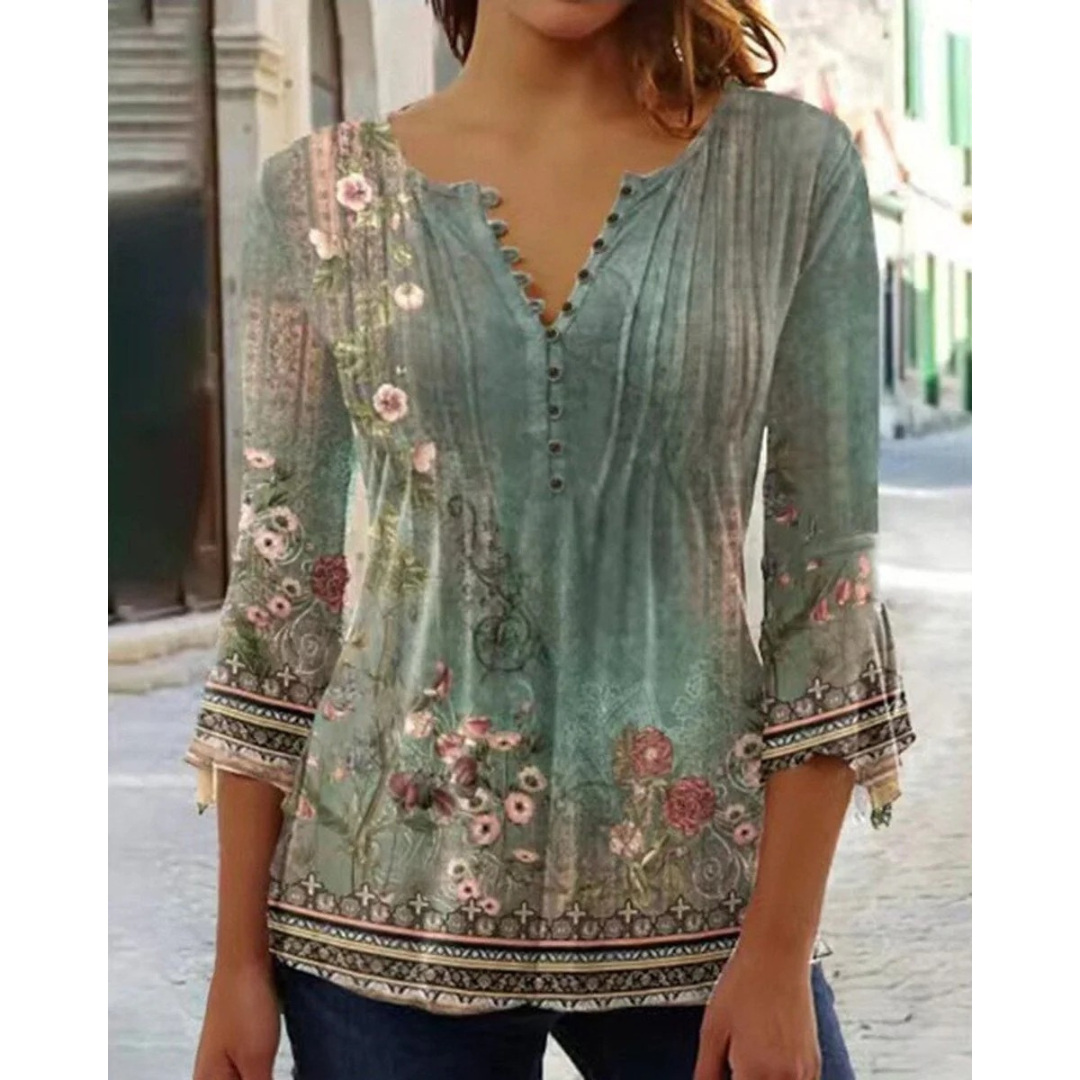 Sina | Damen Langarm Bluse Mit Blumenmuster