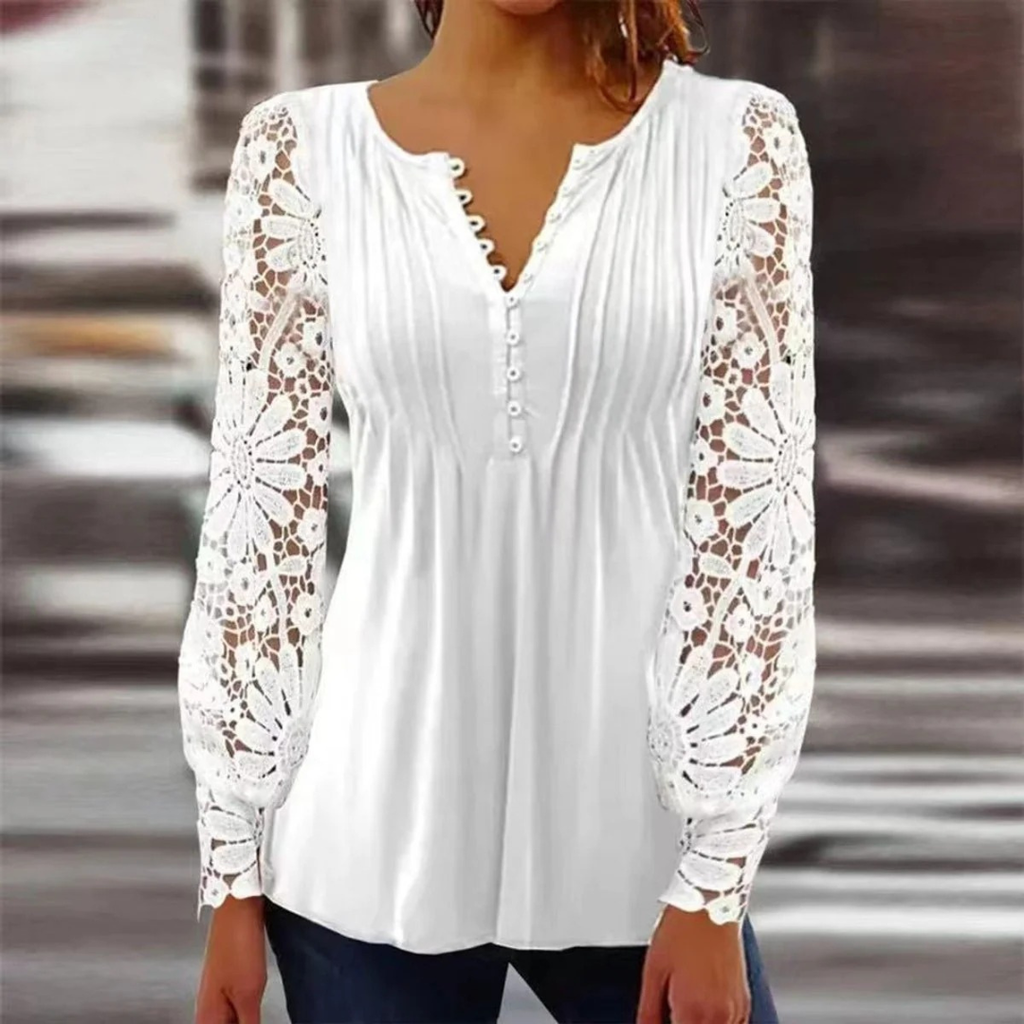 Sina | Damen Langarm Bluse Mit Blumenmuster