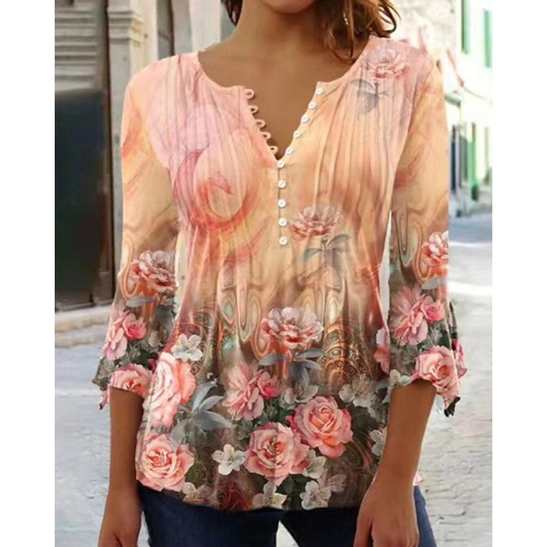 Sina | Damen Langarm Bluse Mit Blumenmuster