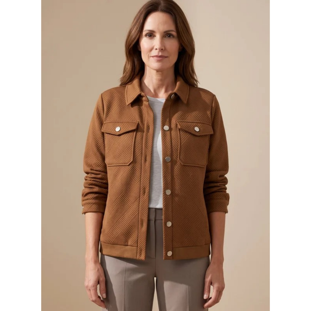 Solveig | Damen Braune Jacke mit Langarm, Taschen und Reißverschluss