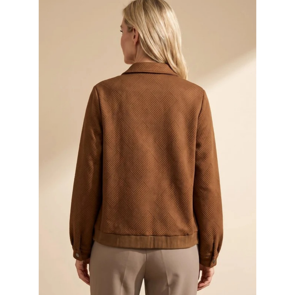 Solveig | Damen Braune Jacke mit Langarm, Taschen und Reißverschluss